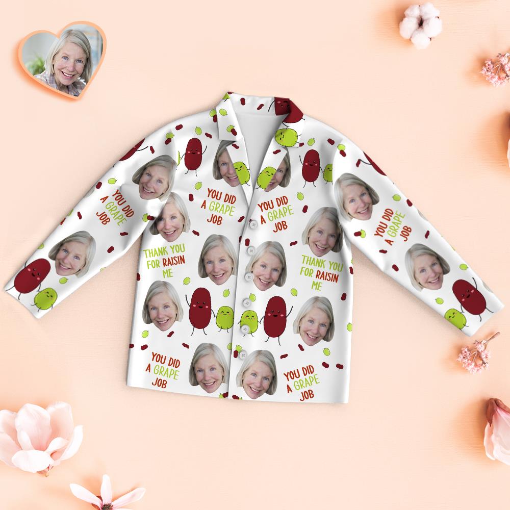 Benutzerdefinierte Gesicht Pyjamas Sie taten einen Traubenjob Personalisierte Foto Pyjamas Set Muttertag Geschenke
