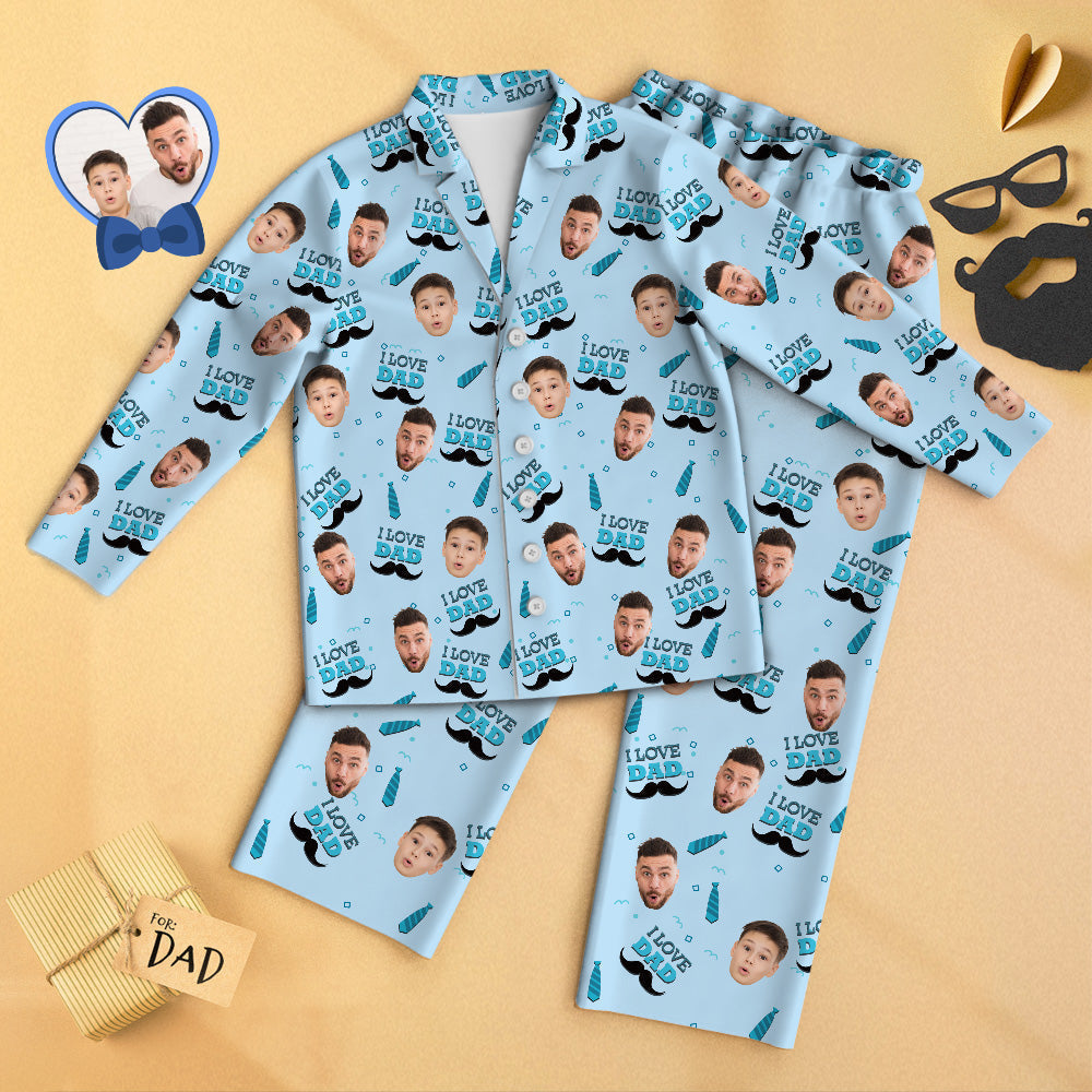 Benutzerdefinierte Gesicht Langarm Pyjamas Nachtwäsche Set mit I Love Dad