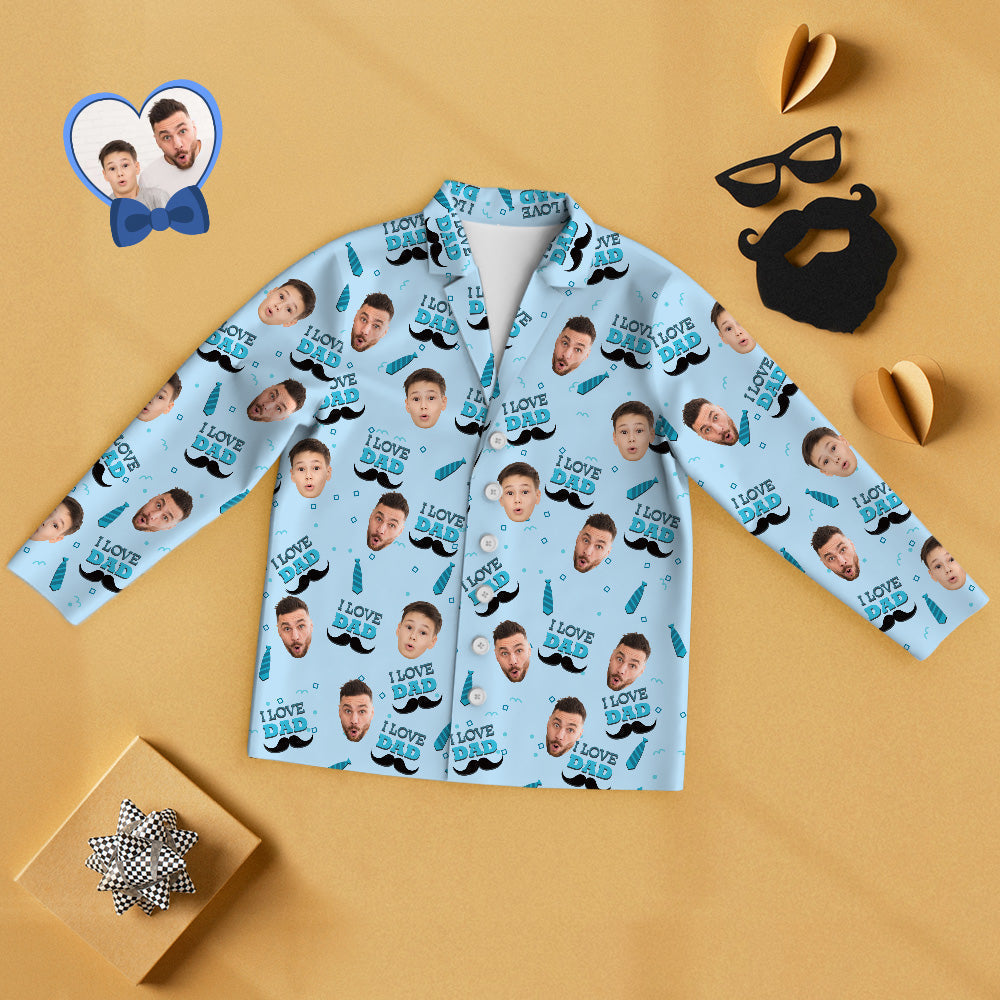 Benutzerdefinierte Gesicht Langarm Pyjamas Nachtwäsche Set mit I Love Dad