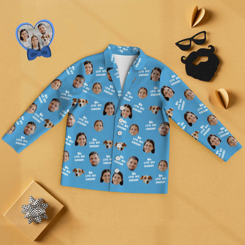 Custom Face Long Sleeve Pajamas Sleepwear Set - We Love You Daddy!