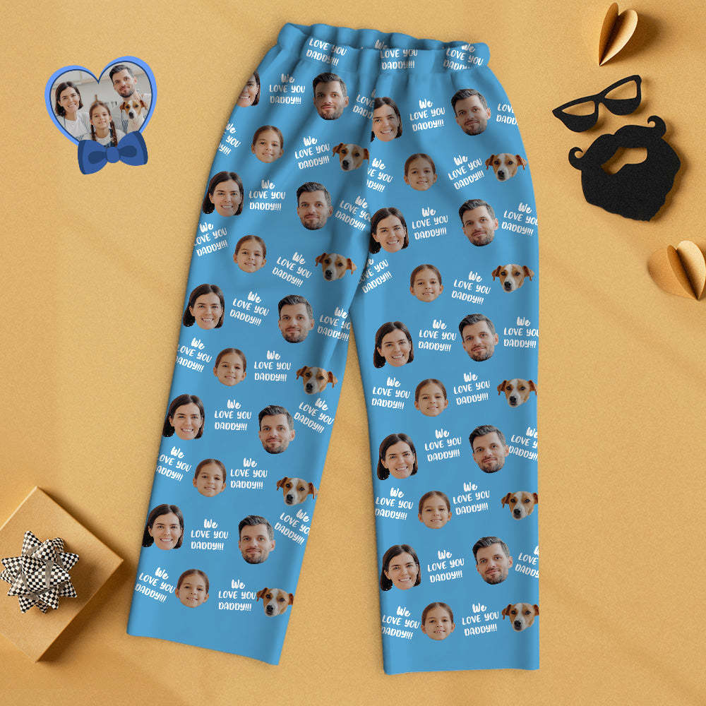 Custom Face Long Sleeve Pajamas Sleepwear Set - We Love You Daddy!