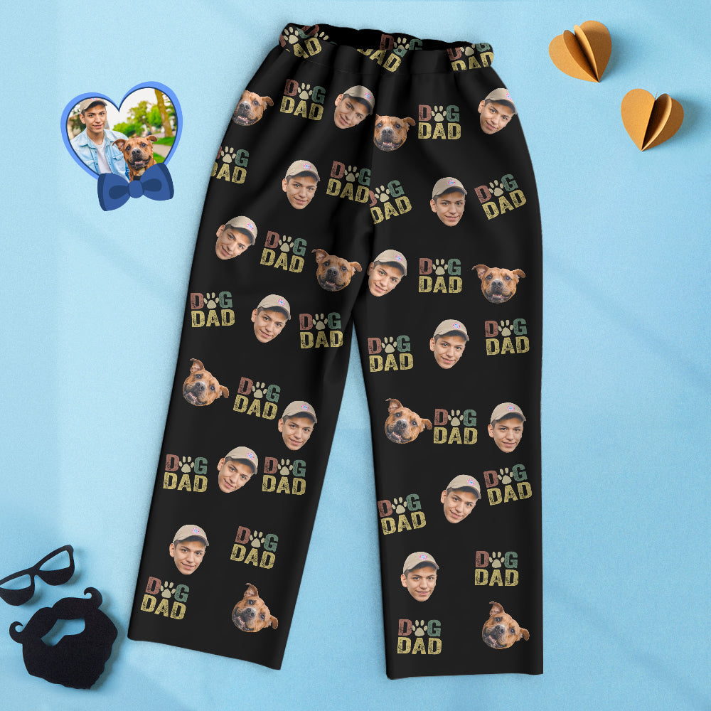 Benutzerdefinierte Gesicht Langarm Pyjamas Nachtwäsche Set mit DOG DAD