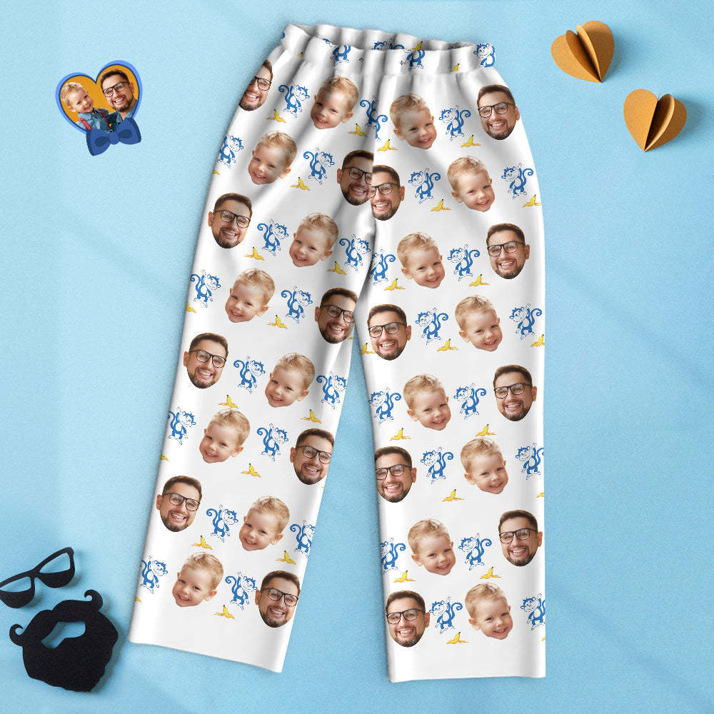 Benutzerdefinierte Gesicht Langarm Pyjamas Nachtwäsche Set für Affe und mich