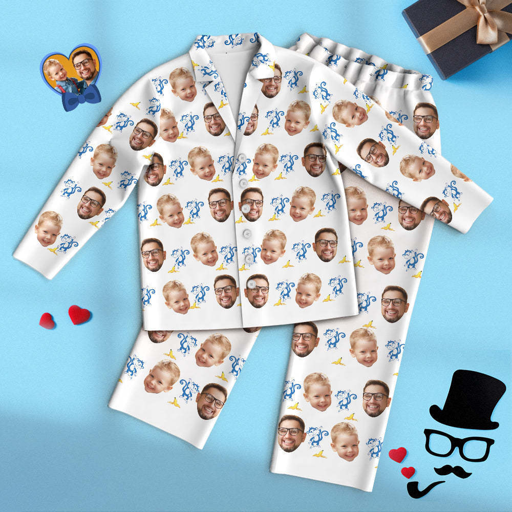 Benutzerdefinierte Gesicht Langarm Pyjamas Nachtwäsche Set für Affe und mich