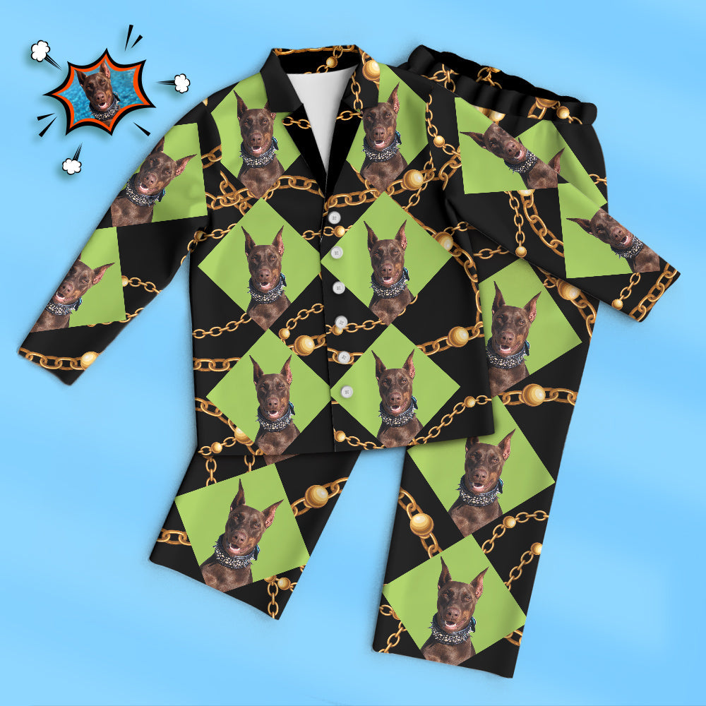 Benutzerdefinierte Gesicht Langarm Pyjamas Nachtwäsche Set mit Cool Pet Face