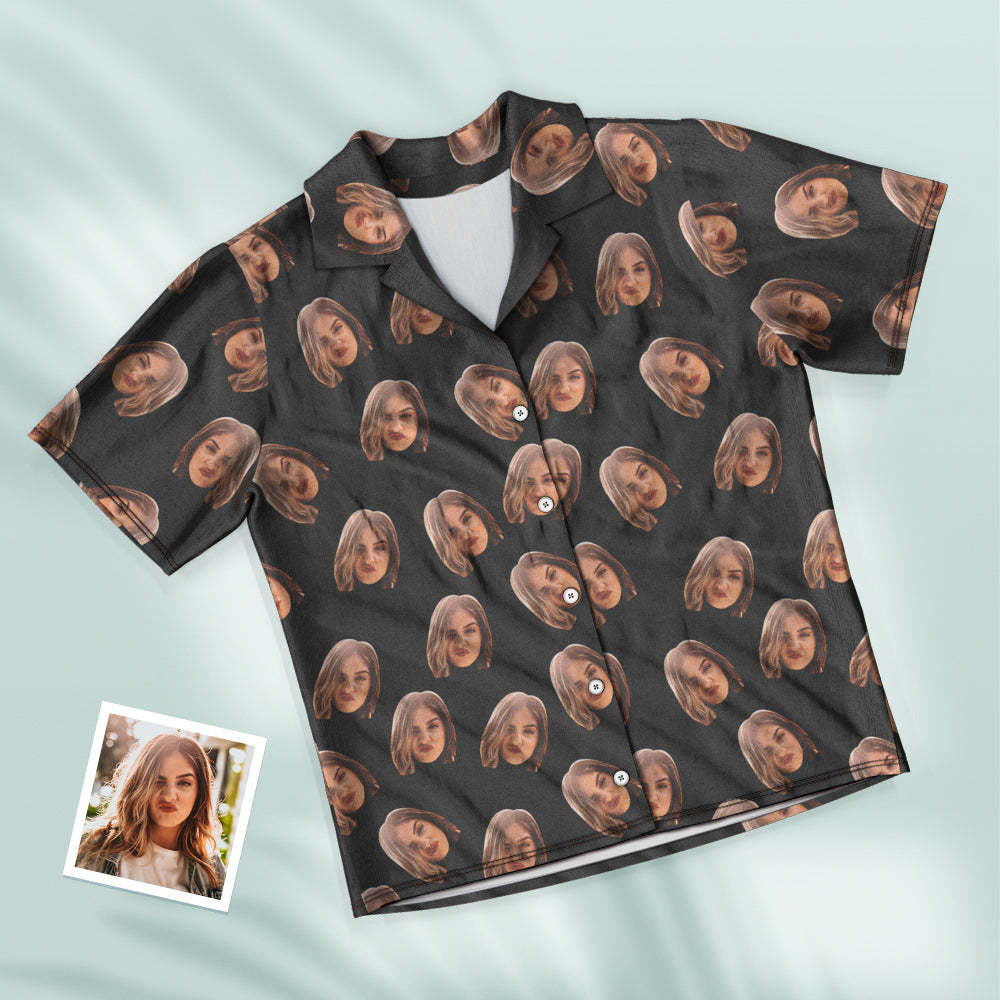 Benutzerdefinierte Gesicht Kurzarm Pyjamas Personalisierte Frauen Nachtwäsche Geschenke Für Sie