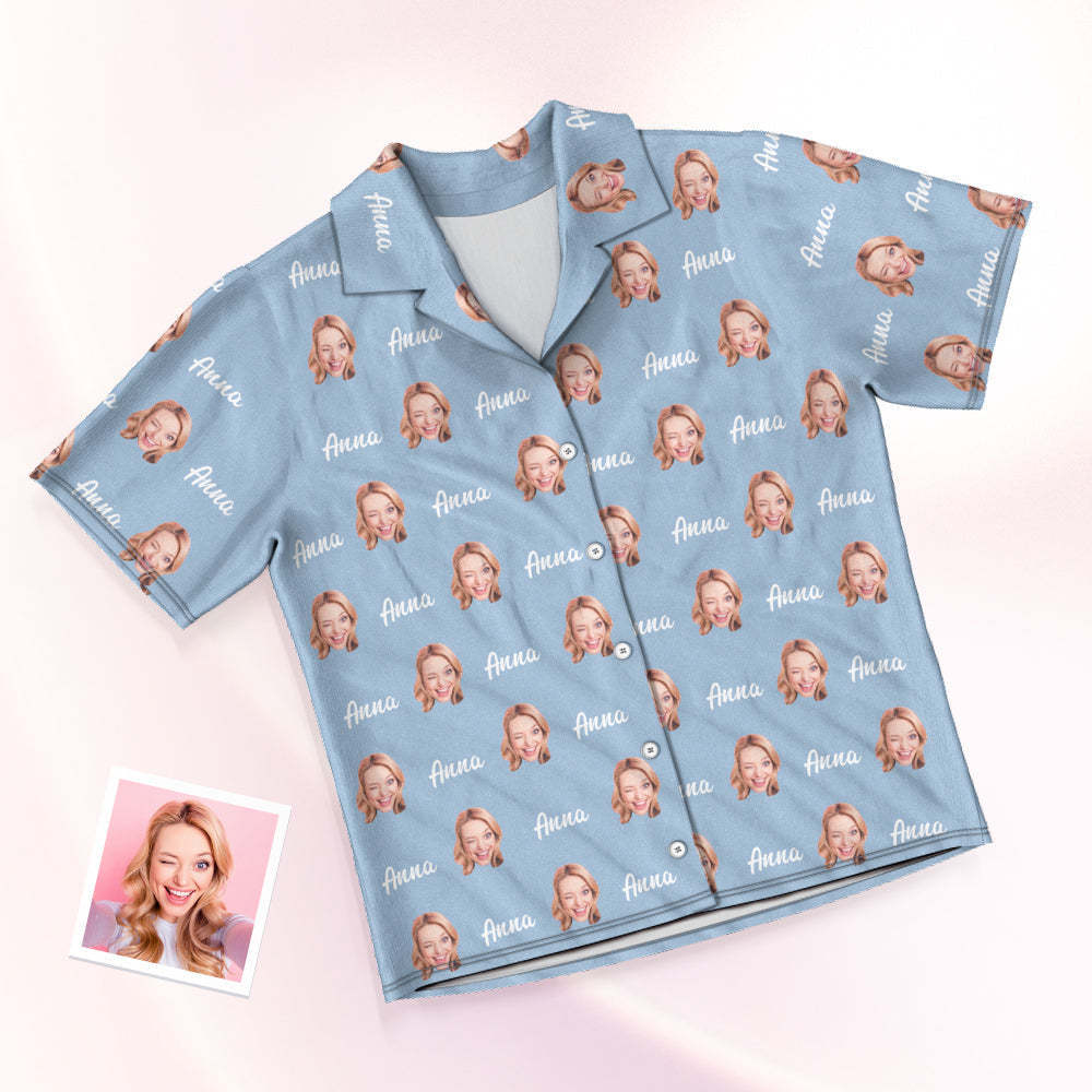 Benutzerdefiniertes Gesicht und Name Kurzarm Pyjamas Personalisierte Foto Pyjama Frauen Männer Sommer Pyjamas Sommer Geschenke