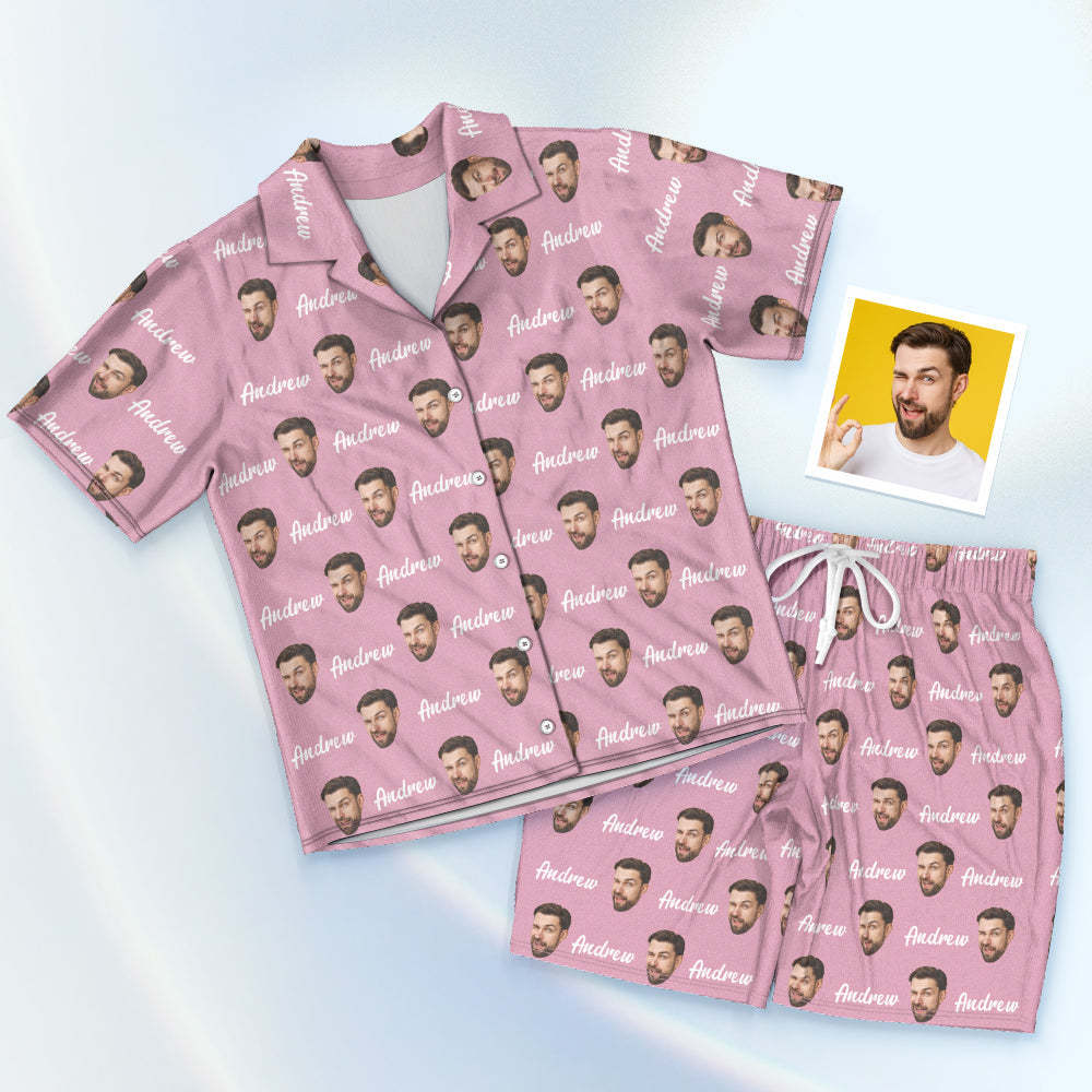 Benutzerdefiniertes Gesicht und Name Kurzarm Pyjamas Personalisierte Foto Pyjama Frauen Männer Sommer Pyjamas Sommer Geschenke