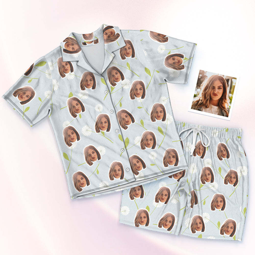 Benutzerdefinierte Gesicht Kurze Ärmel Pyjamas Personalisierte Foto Pyjama Frauen Männer Sommer Pyjamas Sommer Geschenke - Löwenzahn