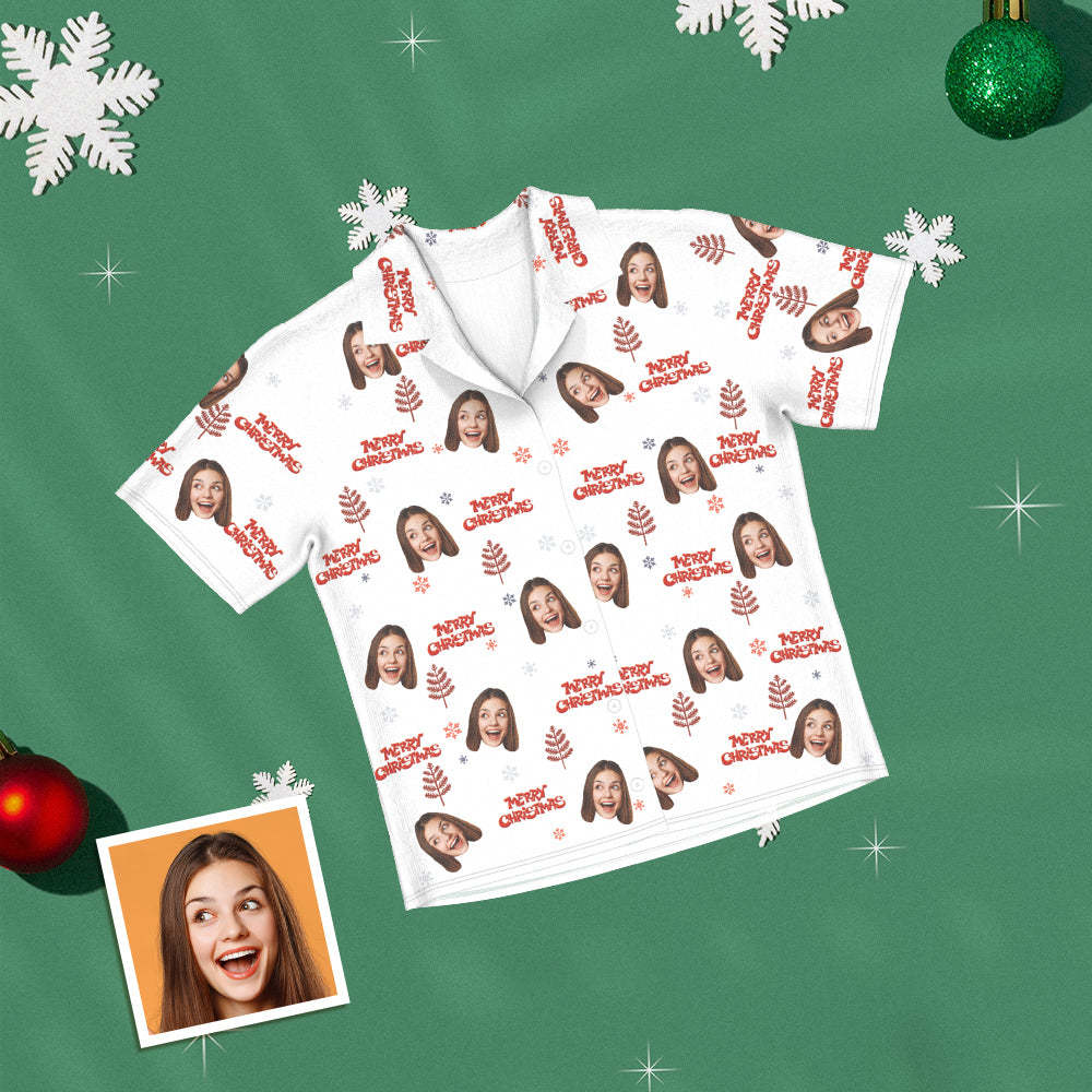 Benutzerdefinierte Gesicht Kurzarm Pyjamas Personalisierte Foto Frauen Männer Nachtwäsche Geschenke für Liebhaber Frohe Weihnachten