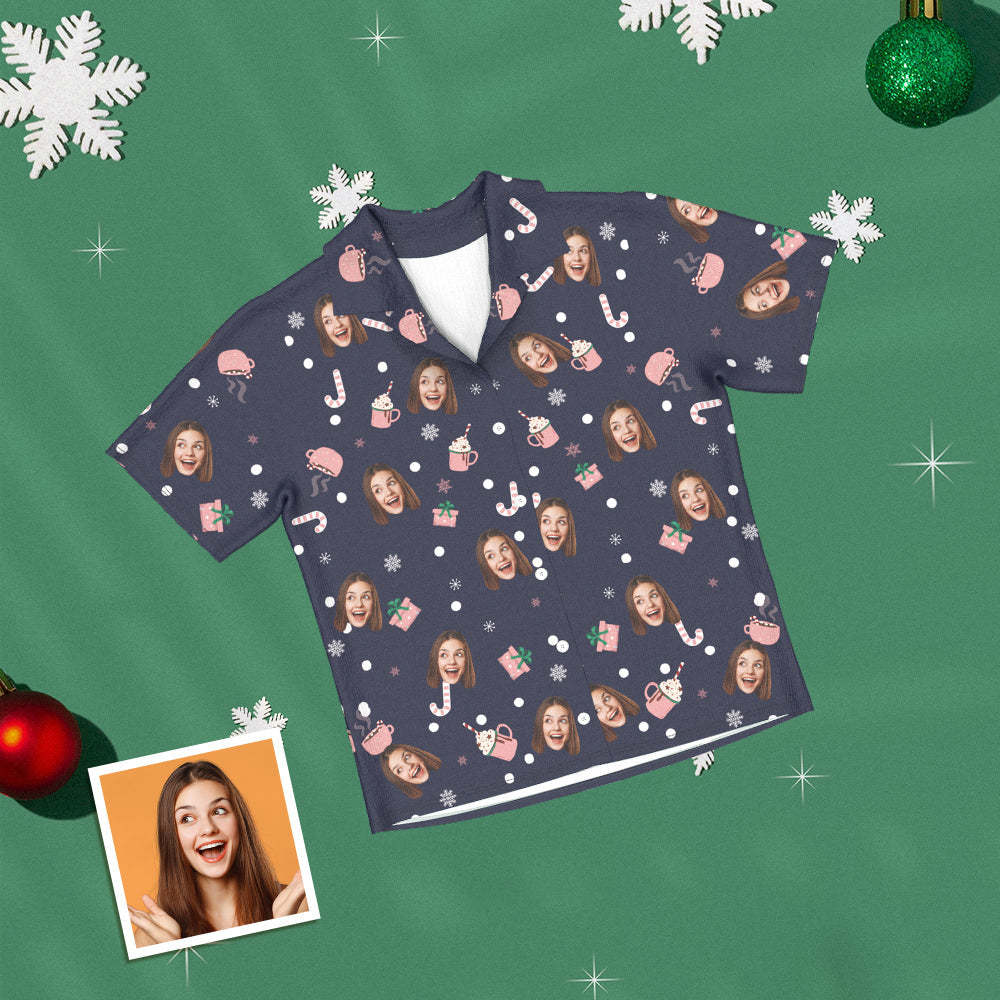 Benutzerdefinierte Gesicht Kurze Ärmel Pyjamas Personalisierte Foto Frauen Männer Nachtwäsche Weihnachtsgeschenke für Liebhaber
