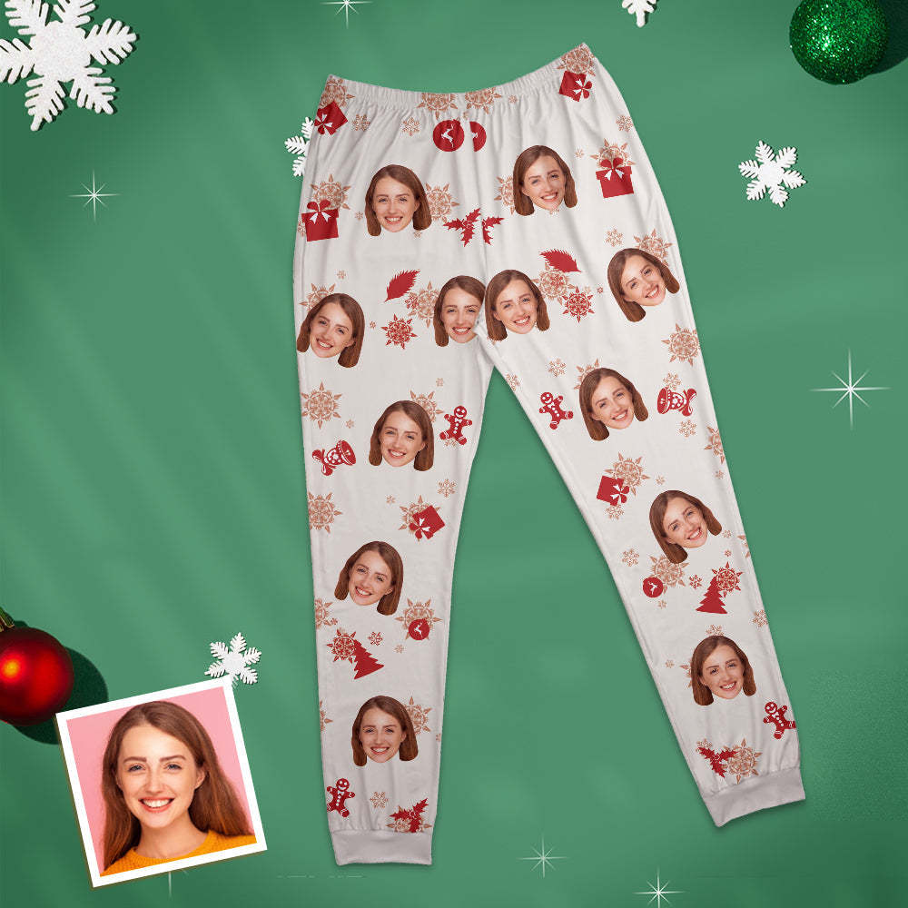 Benutzerdefinierte Gesicht Pyjamas Personalisierte Rundhals Lange Pyjamas Weihnachtsgeschenk für Frauen