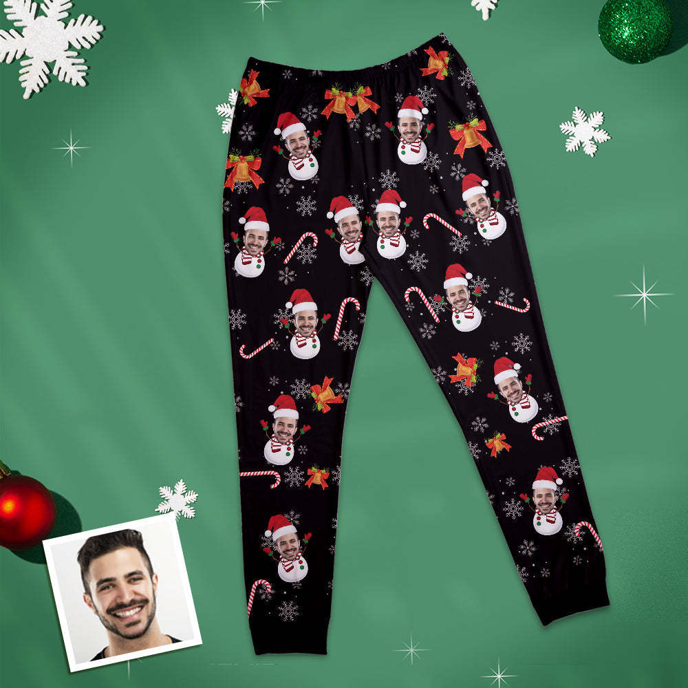 Benutzerdefinierte Gesicht Pyjamas Personalisierte Rundhals Lange Pyjamas Schneemann Weihnachtsgeschenk für Frauen
