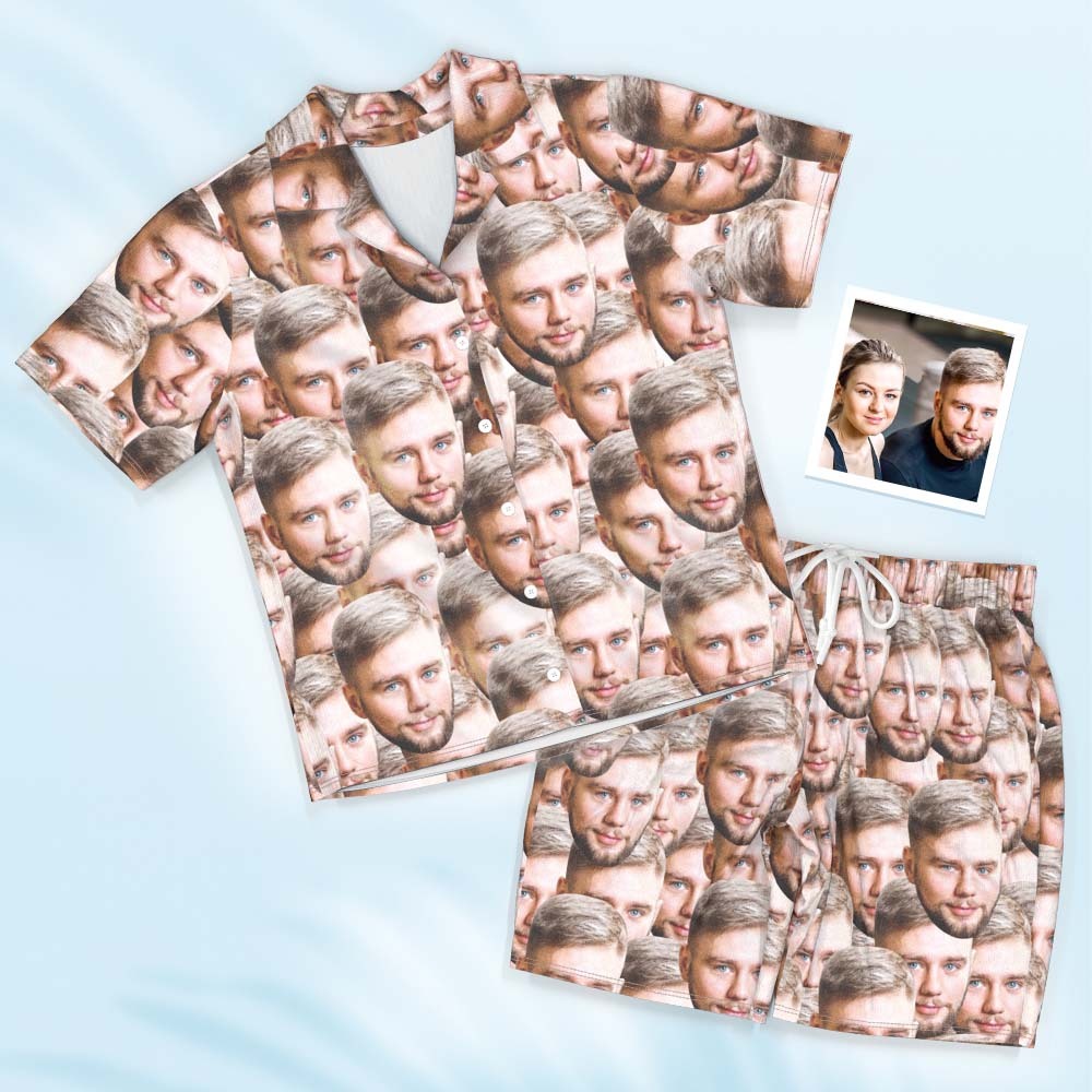Benutzerdefinierte Gesicht Pyjama Personalisierte geknöpfte kurze Pyjama mit Gesicht Mash