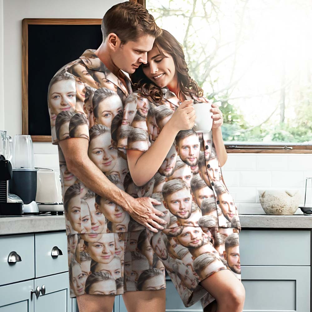 Benutzerdefinierte Gesicht Pyjama Personalisierte geknöpfte kurze Pyjama mit Gesicht Mash