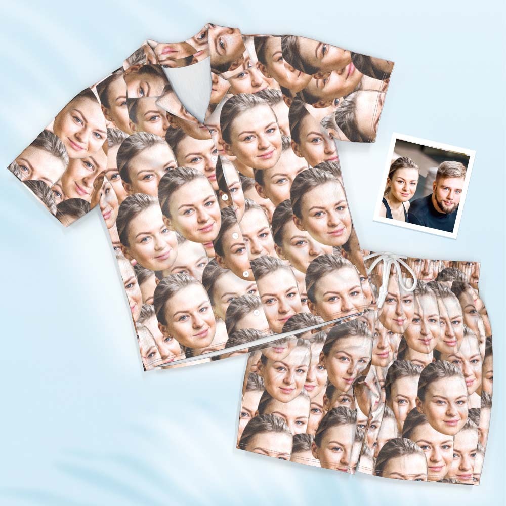 Benutzerdefinierte Gesicht Pyjama Personalisierte geknöpfte kurze Pyjama mit Gesicht Mash