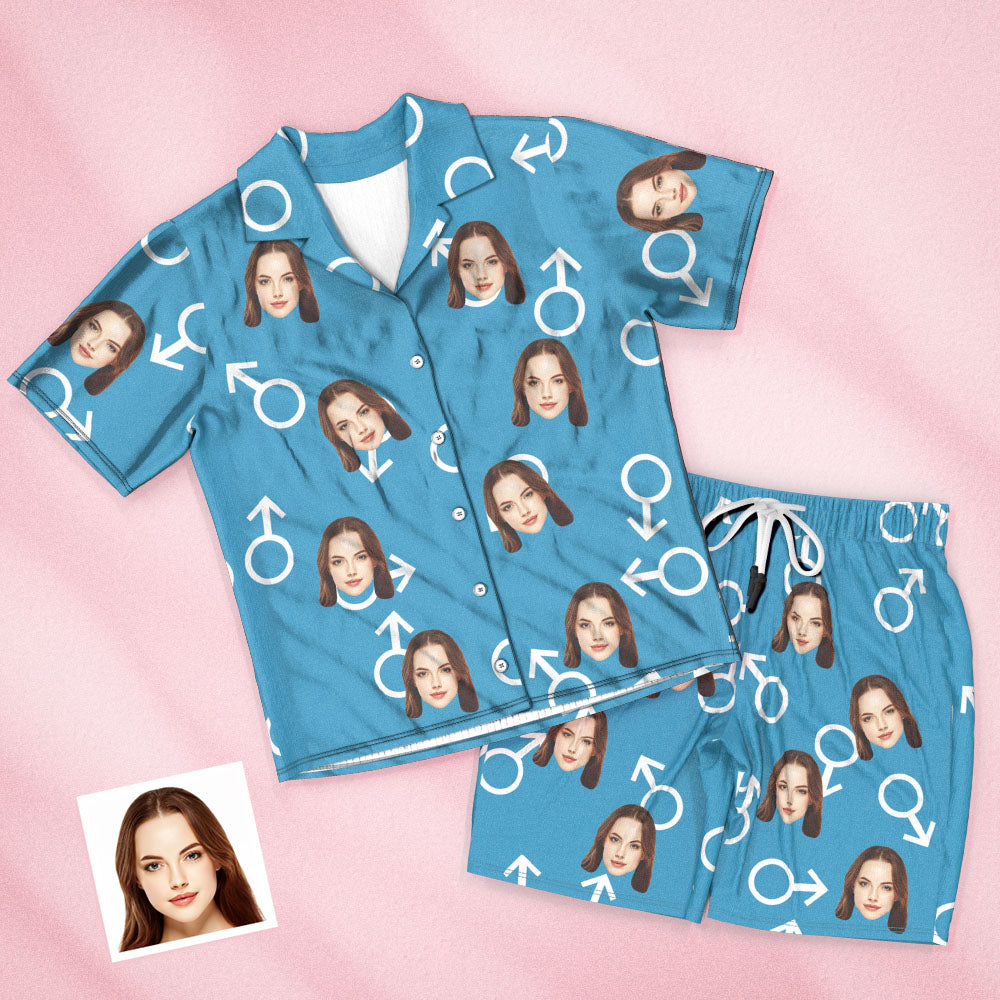 Benutzerdefinierte Gesicht Kurze Rosa Ärmel Pyjamas Personalisierte Foto Nachtwäsche Frauen Männer Sommer Pyjamas Valentinstag Geschenk