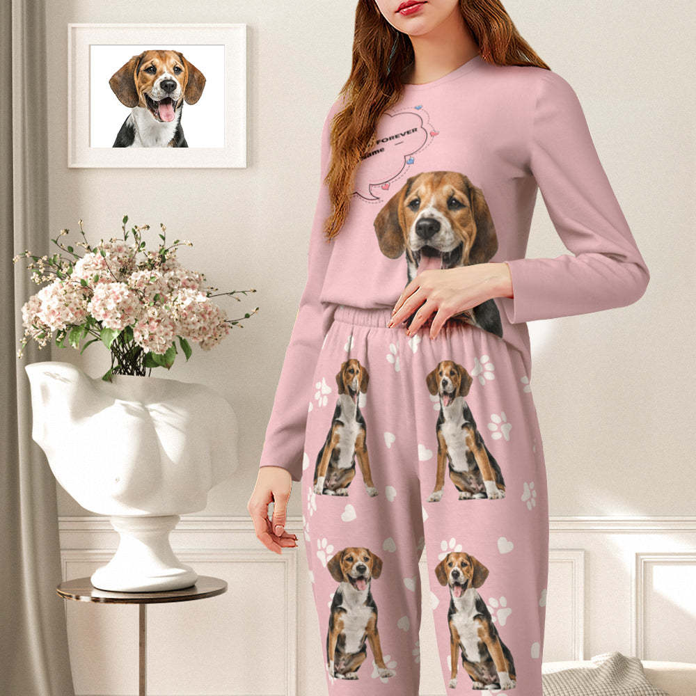 Personalisierter Haustier-foto-namens-pyjama, Personalisiertes Rundhals-hundekatzen-liebhaber-pyjama-geschenk Für Frauen - DePhotoBoxer
