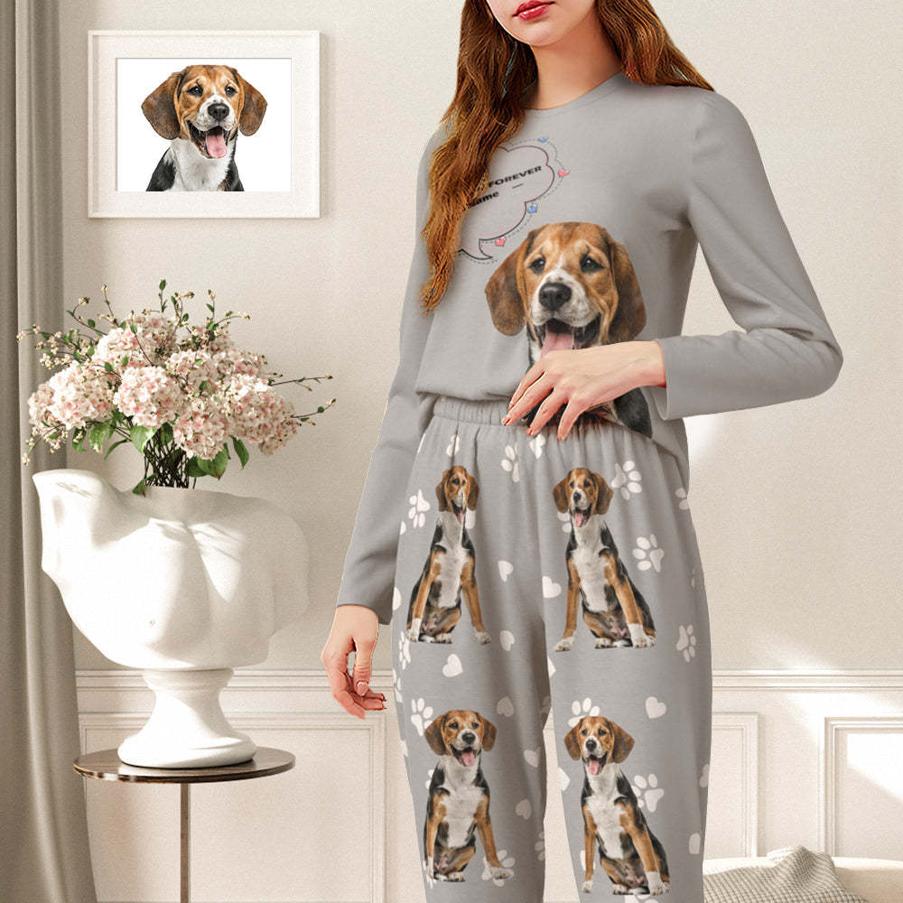 Personalisierter Haustier-foto-namens-pyjama, Personalisiertes Rundhals-hundekatzen-liebhaber-pyjama-geschenk Für Frauen - DePhotoBoxer