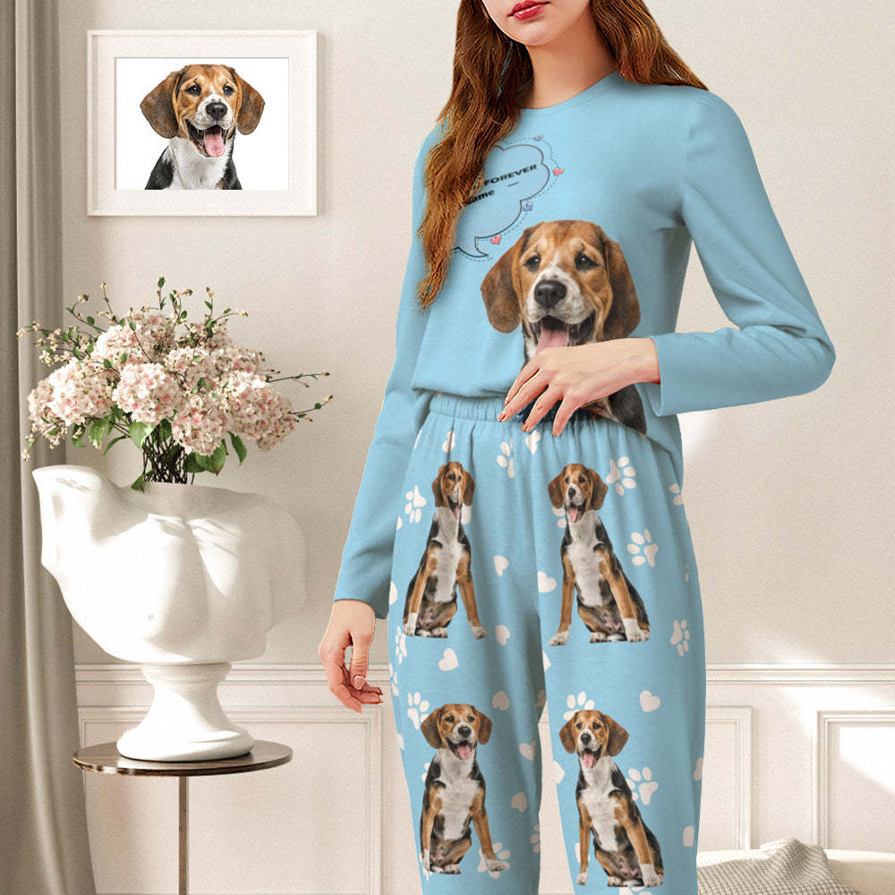 Personalisierter Haustier-foto-namens-pyjama, Personalisiertes Rundhals-hundekatzen-liebhaber-pyjama-geschenk Für Frauen - DePhotoBoxer