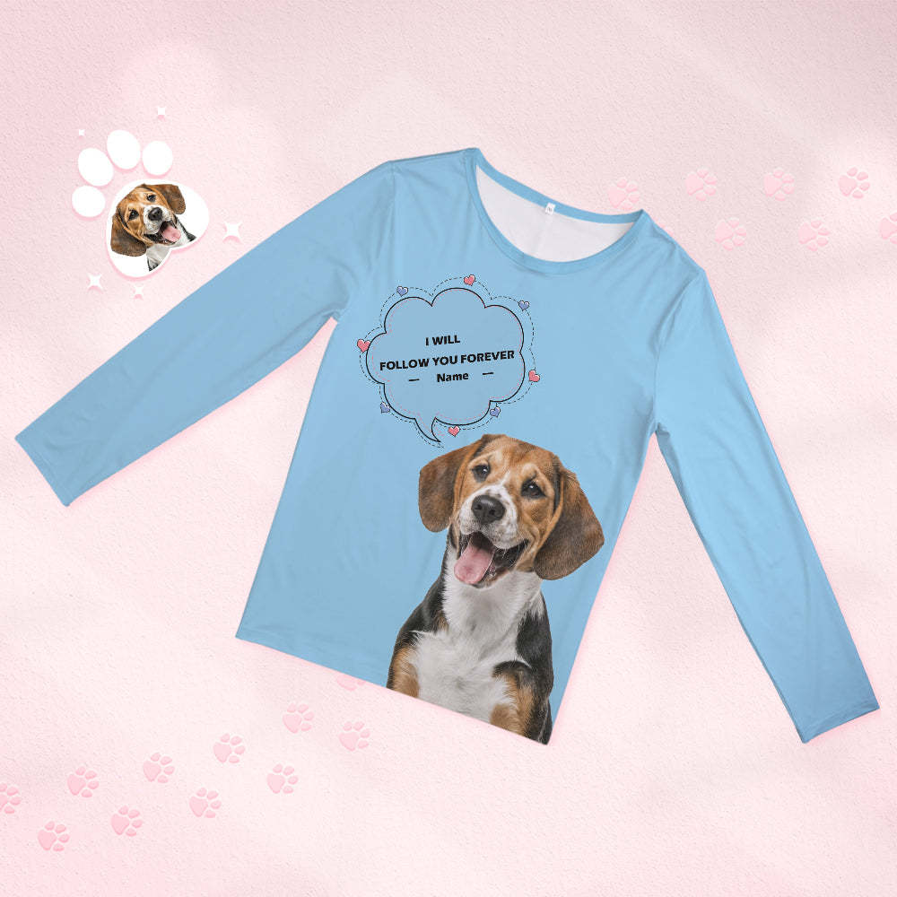 Personalisierter Haustier-foto-namens-pyjama, Personalisiertes Rundhals-hundekatzen-liebhaber-pyjama-geschenk Für Frauen - DePhotoBoxer