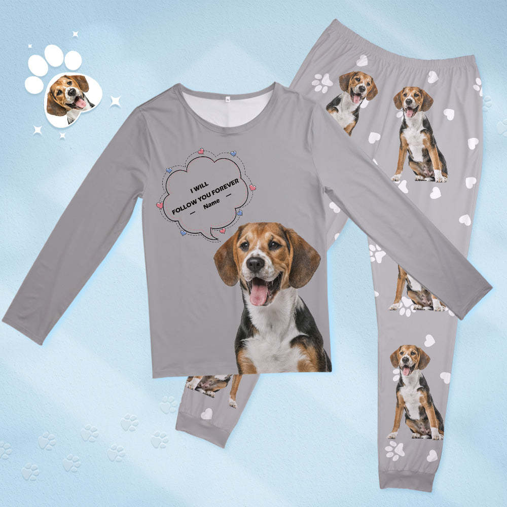 Personalisierter Haustier-foto-namens-pyjama, Personalisiertes Rundhals-hundekatzen-liebhaber-pyjama-geschenk Für Frauen - DePhotoBoxer