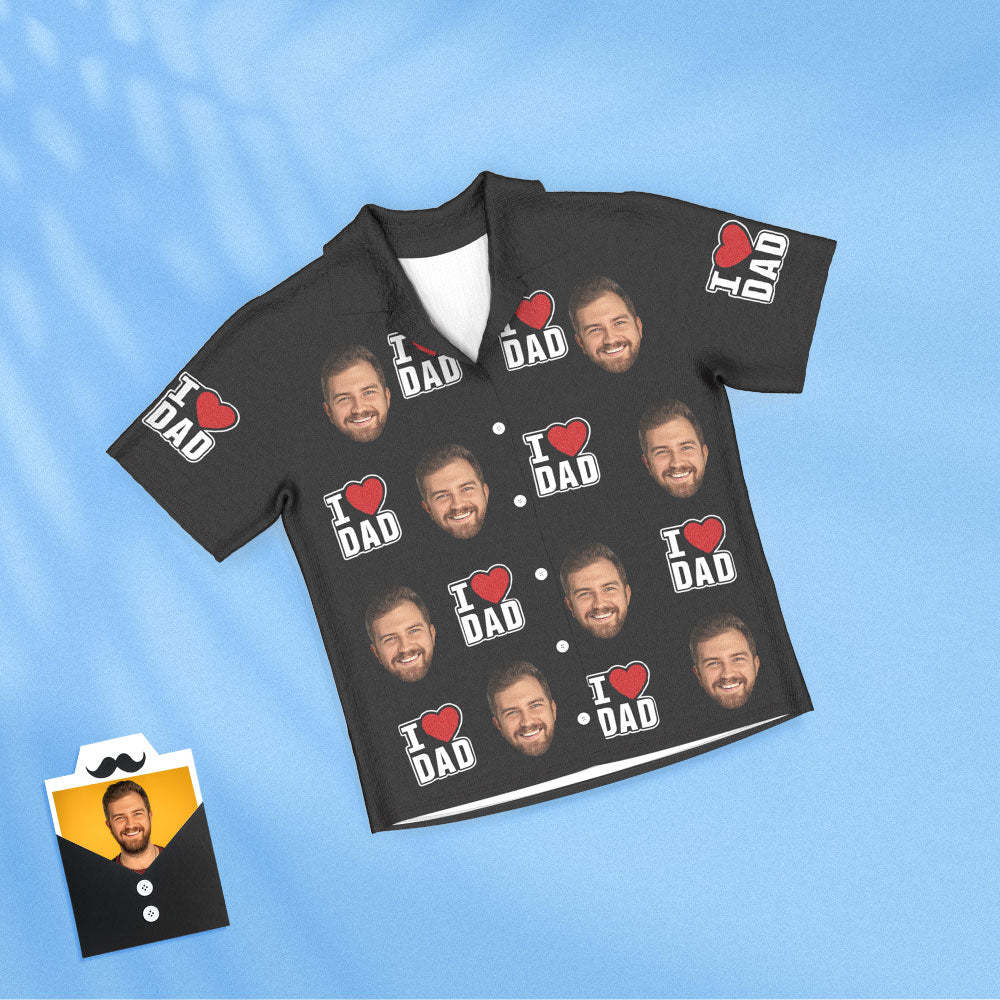Kurzärmliger Pyjama Mit Individuellem Gesicht, Personalisiertes Foto, Nachtwäsche Für Damen Und Herren, Pyjama „i Love Dad“, Vatertagsgeschenke - DePhotoBoxer