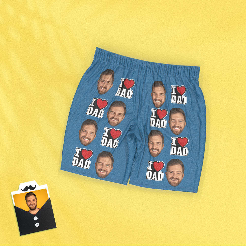 Kurzärmliger Pyjama Mit Individuellem Gesicht, Personalisiertes Foto, Nachtwäsche Für Damen Und Herren, Pyjama „i Love Dad“, Vatertagsgeschenke - DePhotoBoxer