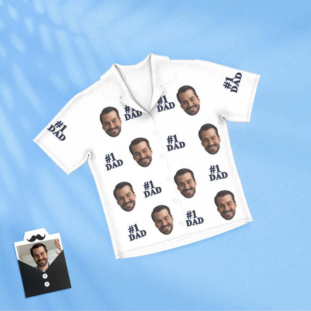 Kurzärmeliger Pyjama Mit Individuellem Gesicht, Personalisiertes Foto, Schlafanzug Für Damen Und Herren, Nr. 1, Vatertagsgeschenke Für Papa - DePhotoBoxer