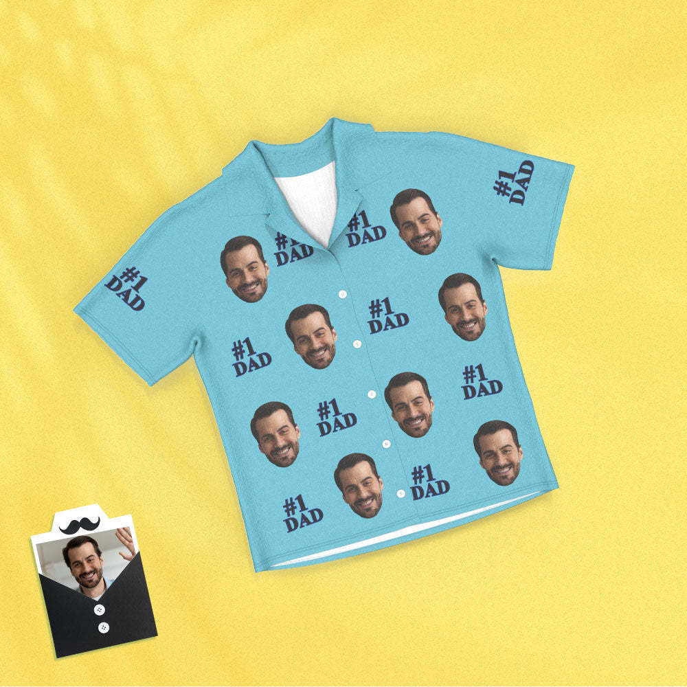 Kurzärmeliger Pyjama Mit Individuellem Gesicht, Personalisiertes Foto, Schlafanzug Für Damen Und Herren, Nr. 1, Vatertagsgeschenke Für Papa - DePhotoBoxer