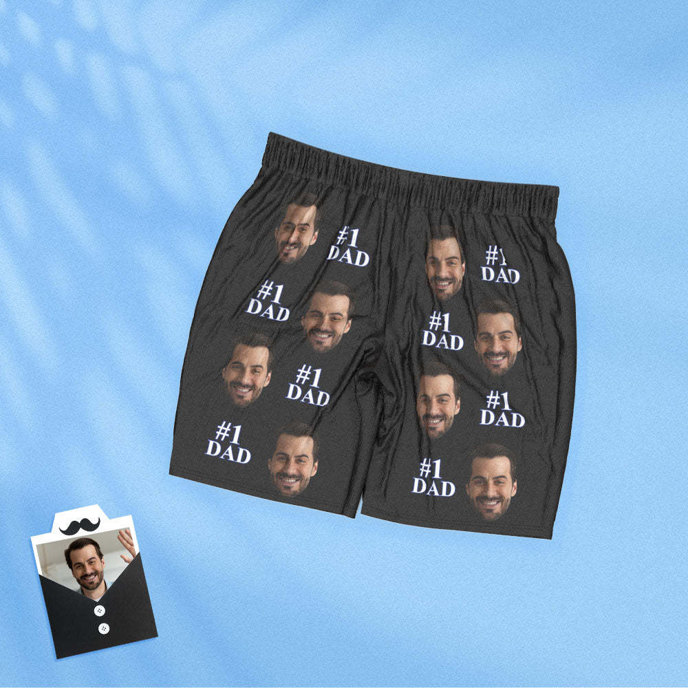 Kurzärmeliger Pyjama Mit Individuellem Gesicht, Personalisiertes Foto, Schlafanzug Für Damen Und Herren, Nr. 1, Vatertagsgeschenke Für Papa - DePhotoBoxer