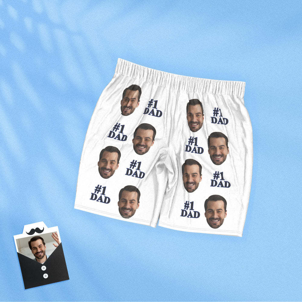 Kurzärmeliger Pyjama Mit Individuellem Gesicht, Personalisiertes Foto, Schlafanzug Für Damen Und Herren, Nr. 1, Vatertagsgeschenke Für Papa - DePhotoBoxer