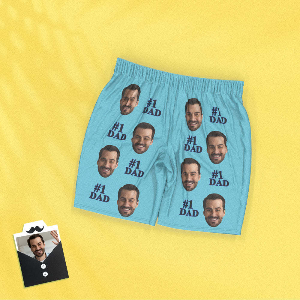 Kurzärmeliger Pyjama Mit Individuellem Gesicht, Personalisiertes Foto, Schlafanzug Für Damen Und Herren, Nr. 1, Vatertagsgeschenke Für Papa - DePhotoBoxer