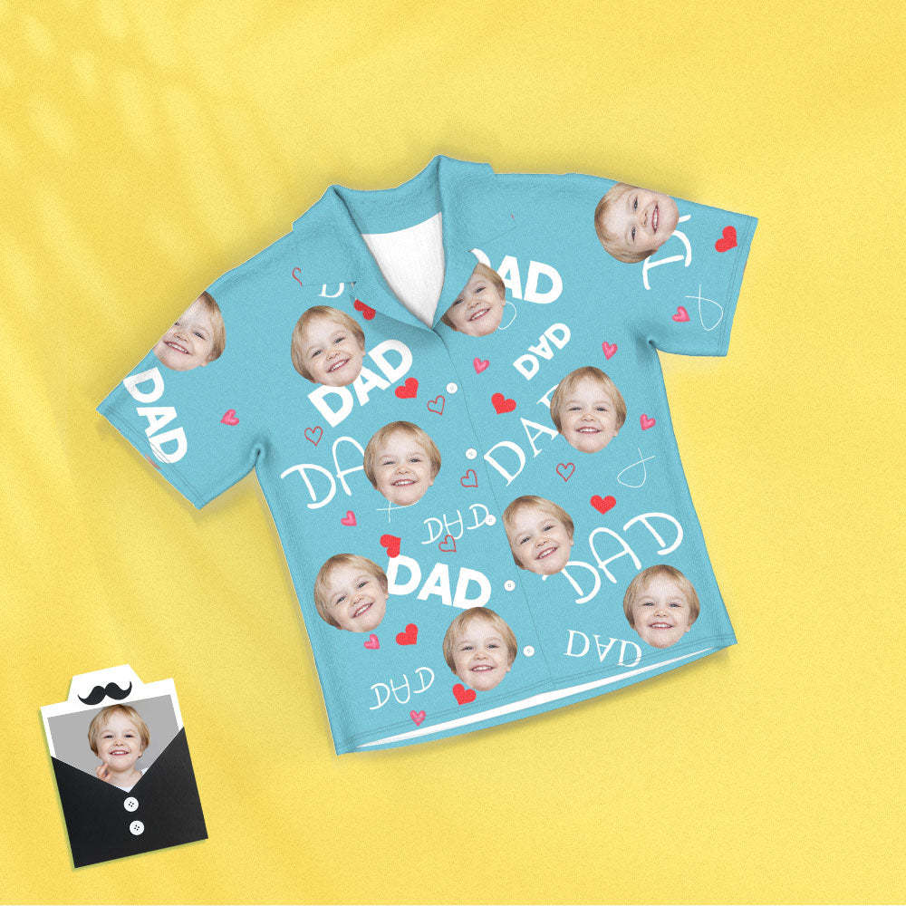 Kurzärmeliger Pyjama Mit Individuellem Gesicht, Personalisiertes Foto, Schlafanzug Für Damen Und Herren, Vatertagsgeschenk Für Papa - DePhotoBoxer