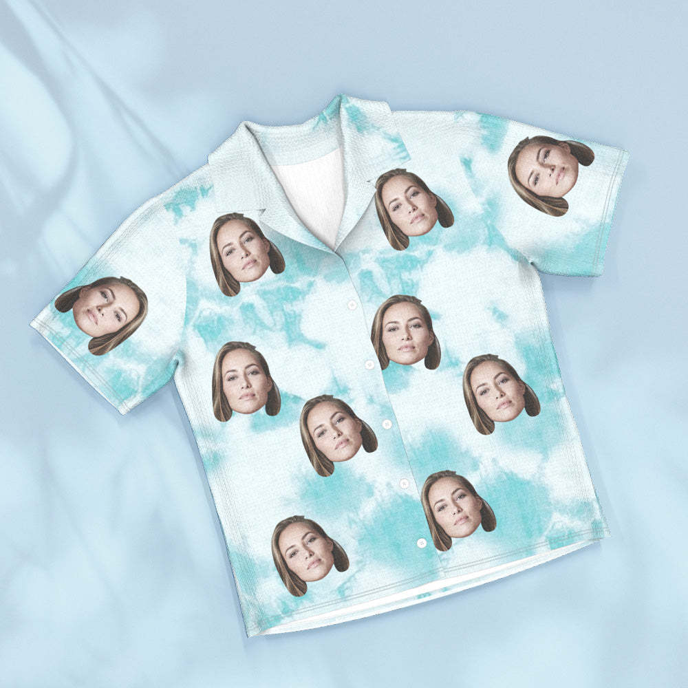 Benutzerdefinierter Pyjama Mit Rosa Batikmuster, Personalisiertes Foto, Kurze Nachtwäsche, Liebesgeschenke Für Liebhaber - DePhotoBoxer