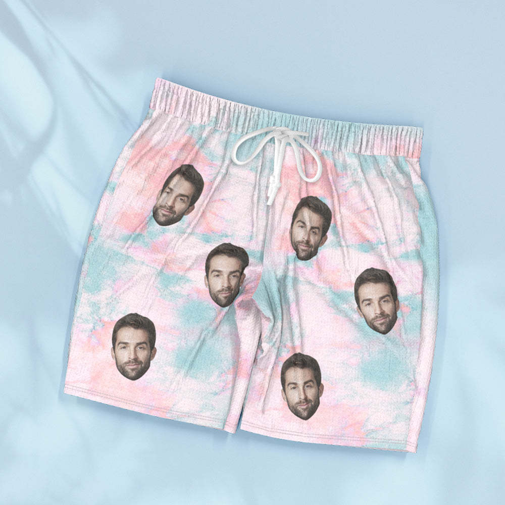 Benutzerdefinierter Pyjama Mit Rosa Batikmuster, Personalisiertes Foto, Kurze Nachtwäsche, Liebesgeschenke Für Liebhaber - DePhotoBoxer