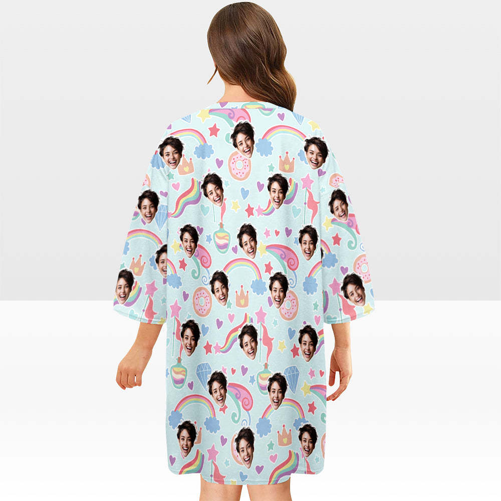 Benutzerdefiniertes Gesicht-nachthemd, Personalisiertes Damen-oversize-nachthemd, Traummädchen, Buntes Geschenk - DePhotoBoxer