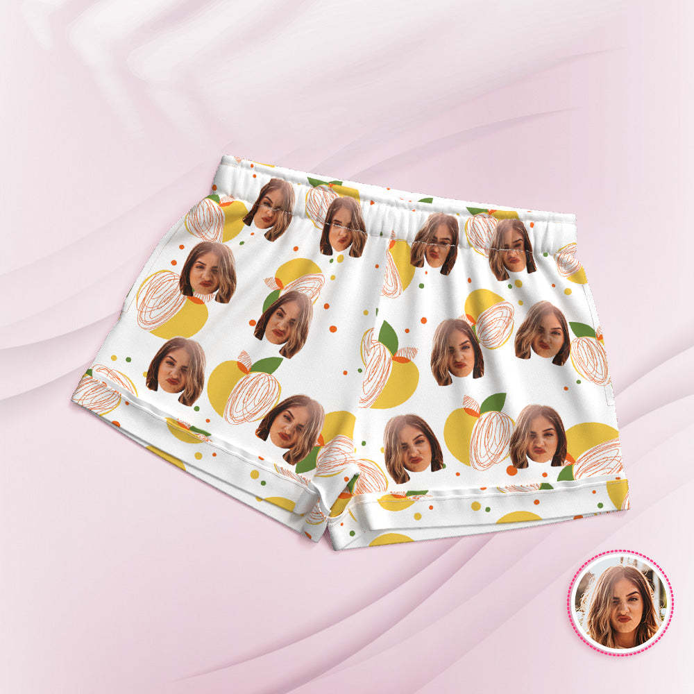 Kurzärmeliger Pyjama Mit Individuellem Gesicht, Personalisierte Foto-nachtwäsche, Zitronengeschenke - DePhotoBoxer