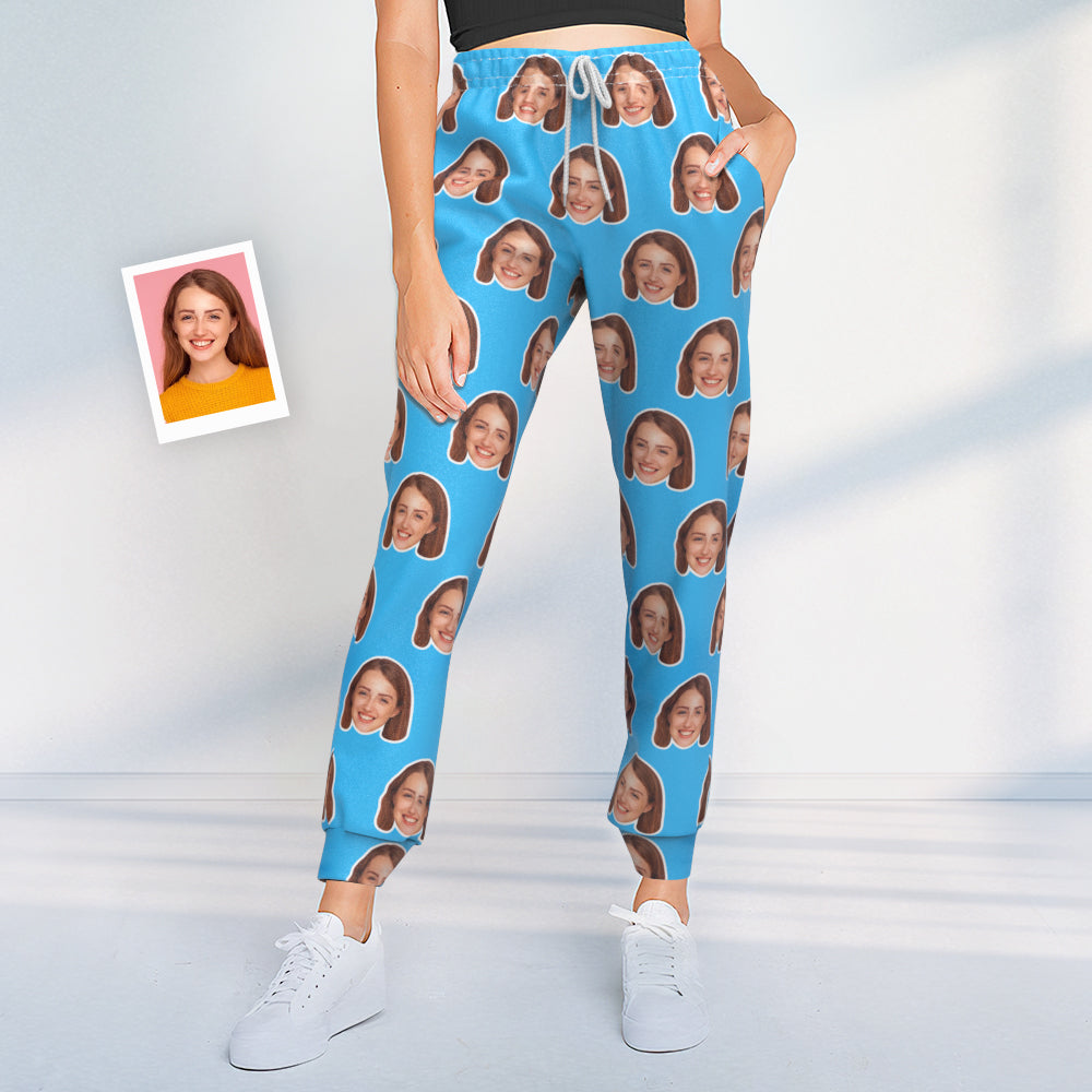 Benutzerdefiniertes Gesicht Jogginghose Personalisierte blaue Unisex Jogger - Geschenk für Liebhaber