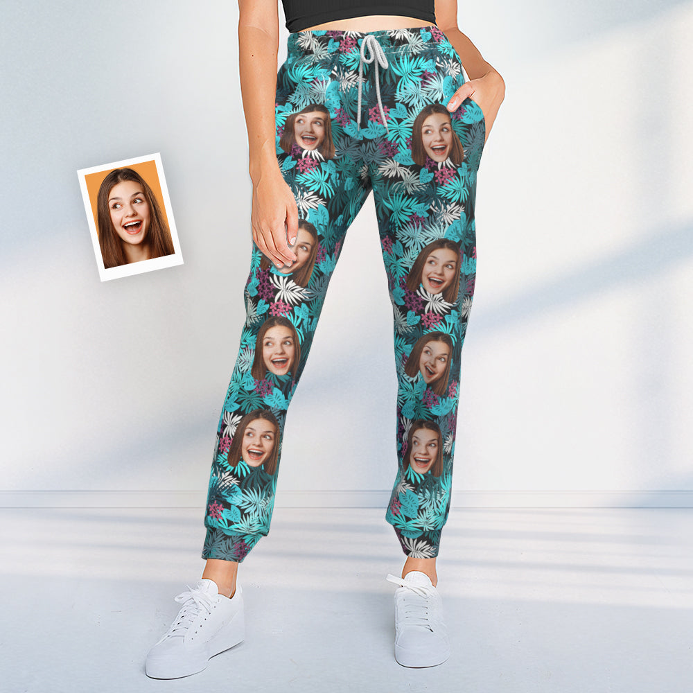 Benutzerdefinierte Gesicht Sweatpants Personalisierte Blätter Design Unisex Jogger