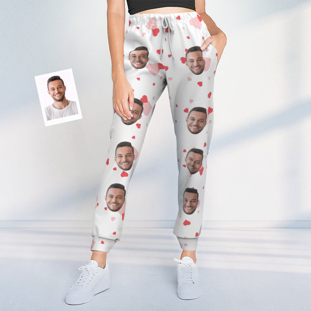 Benutzerdefinierte Face Sweatpants Unisex Personalisierte Closed Bottom Joggers Love Heart