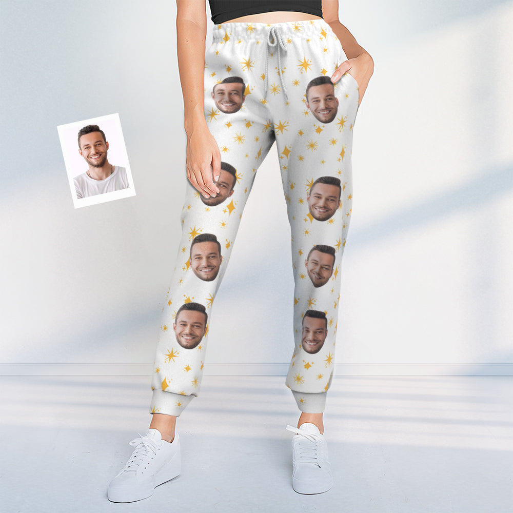Benutzerdefinierte Gesicht Sweatpants Unisex Personalisierte Closed Bottom Joggers Sterne