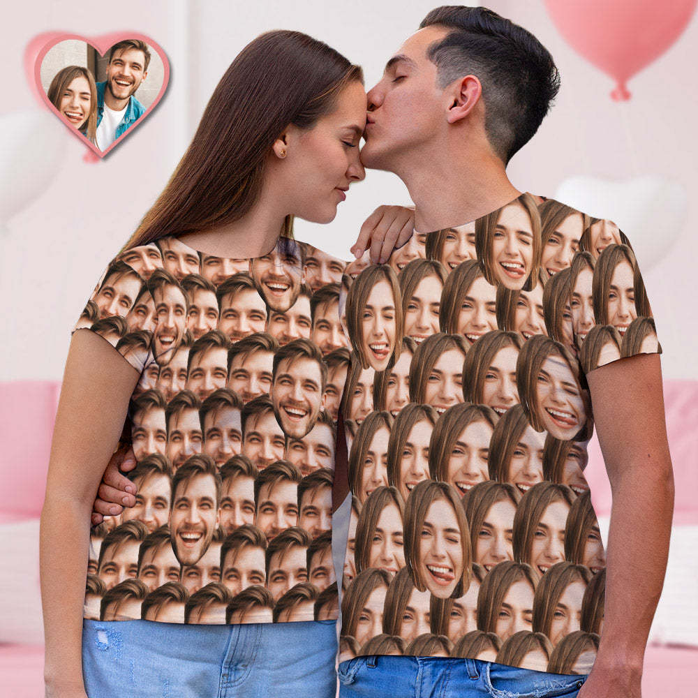 Benutzerdefinierte All Over Print Tee Mash Face T-shirts Damen T-shirt Für Geschenke - DePhotoBoxer