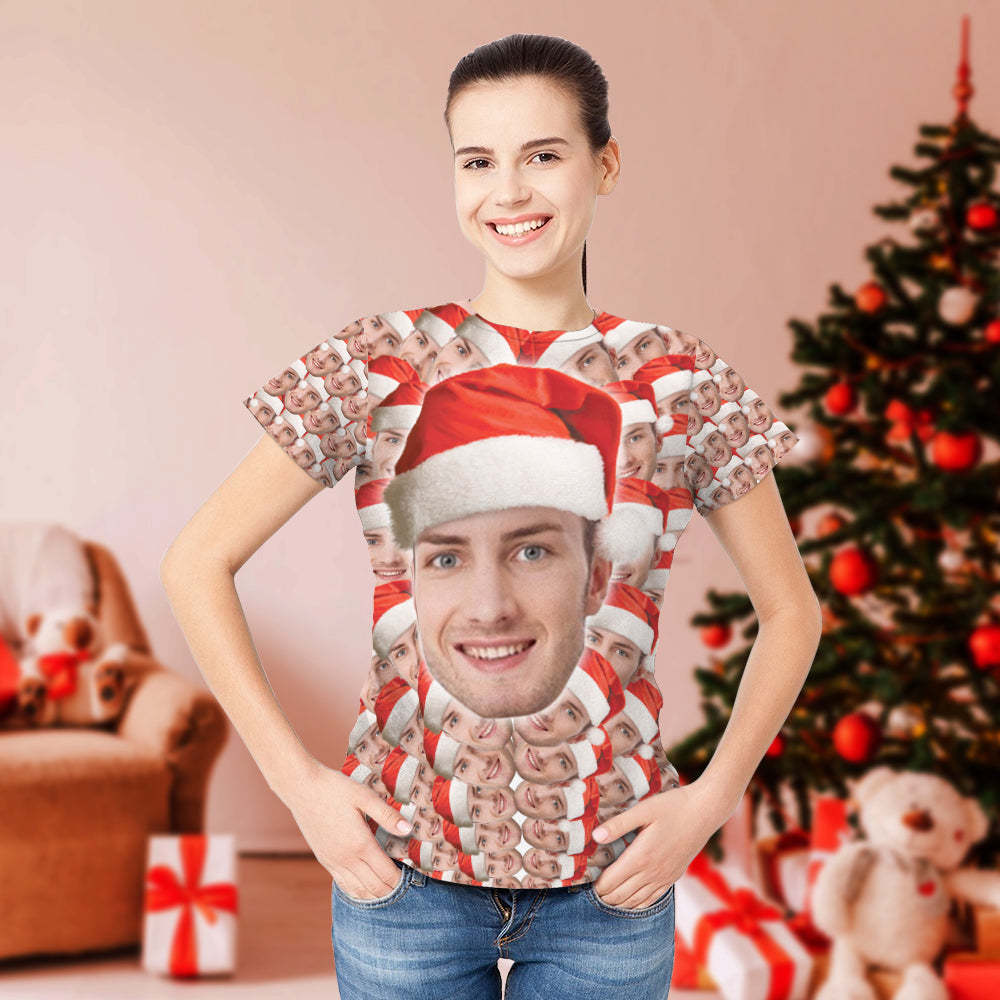 Weihnachtsgeschenke, Individuell Bedrucktes Faces Mash-t-shirt, Personalisiertes T-shirt - DePhotoBoxer