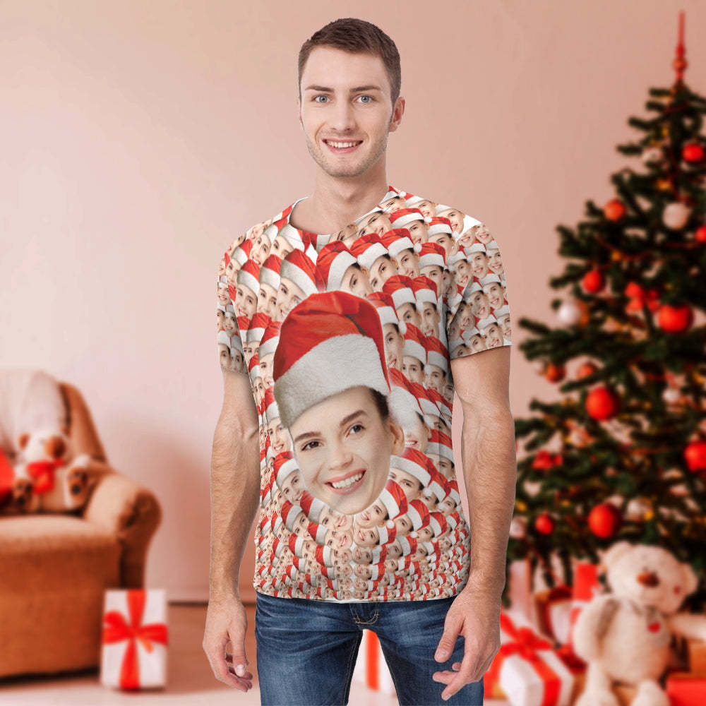 Weihnachtsgeschenke, Individuell Bedrucktes Faces Mash-t-shirt, Personalisiertes T-shirt - DePhotoBoxer