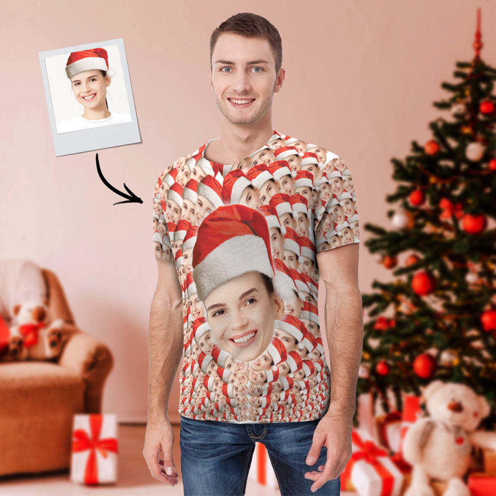 Weihnachtsgeschenke, Individuell Bedrucktes Faces Mash-t-shirt, Personalisiertes T-shirt - DePhotoBoxer