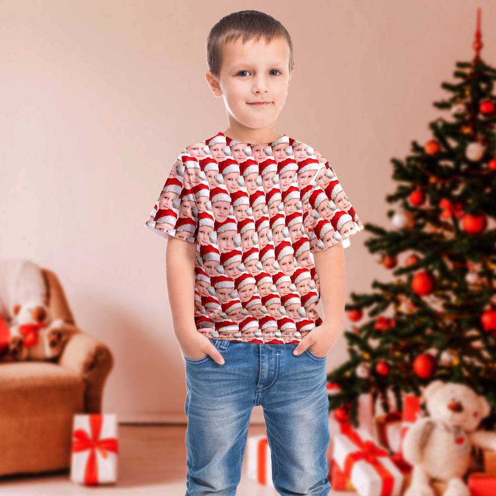 Weihnachtsgeschenk Individuelles T-shirt My Face All Over Print T-shirt Mash Face Kinder-t-shirt - DePhotoBoxer