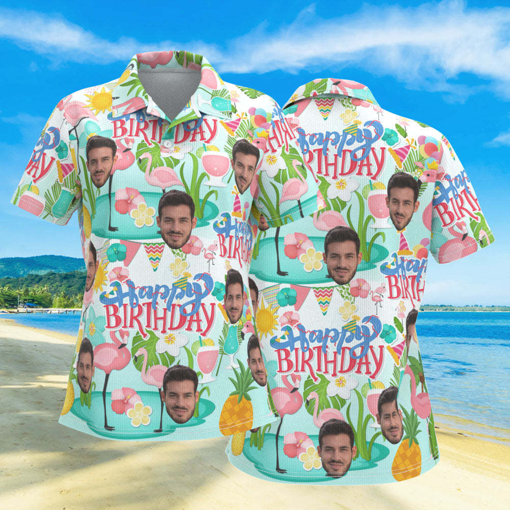 Poloshirts Mit Individuellem Gesicht, Personalisierte Shirts Mit Happy Birthday-thema Für Frauen - DePhotoBoxer