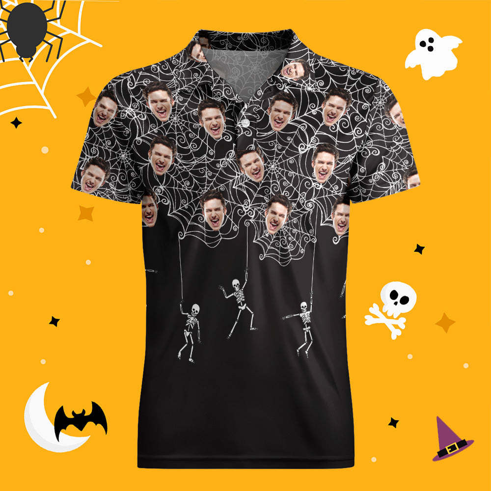 Men's Custom Funny Face Shirt Personalized Golf Shirts For Halloween Gift
