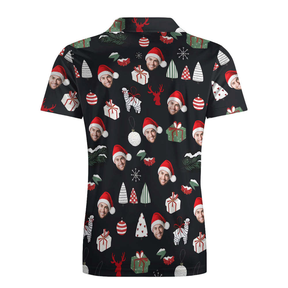 Herren-shirt Mit Individuellem Gesicht, Personalisierte Kurzarm-golf-shirts, Frohes Weihnachtsgeschenk - DePhotoBoxer